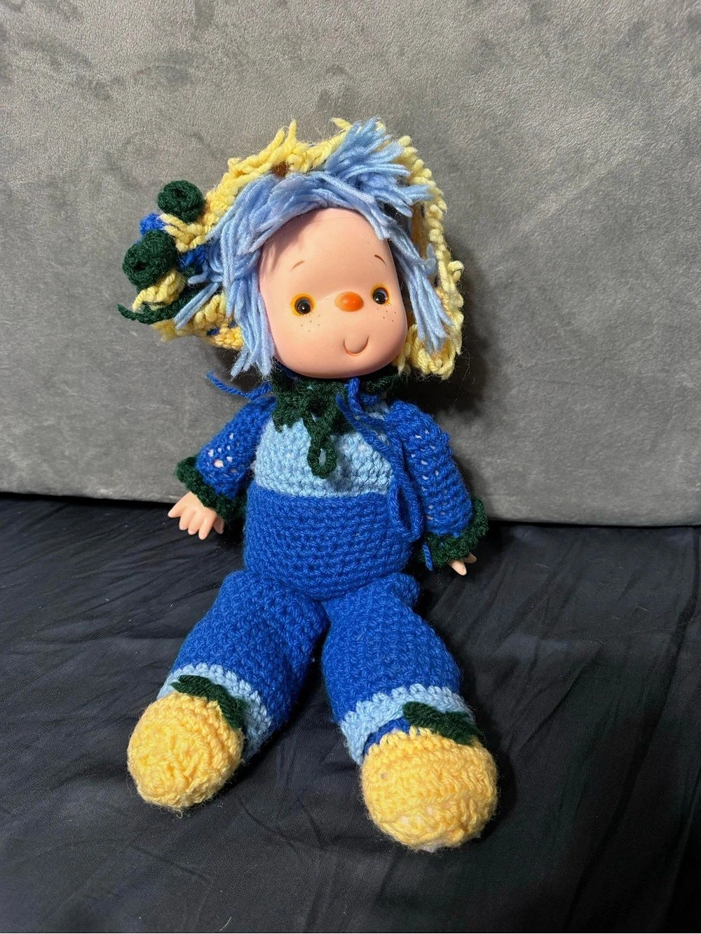 Handmade Crochet Doll Blue & Yellow